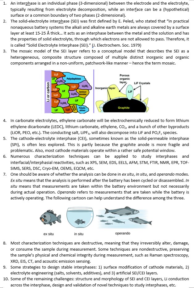 Following my previous lecture on battery anodes, I recently gave another lecture on battery interphases to my students in the course #1KB738 #RechargeableBatteries. I have attached a list of key points that we discussed in the class. Feel free to add your thoughts or comments