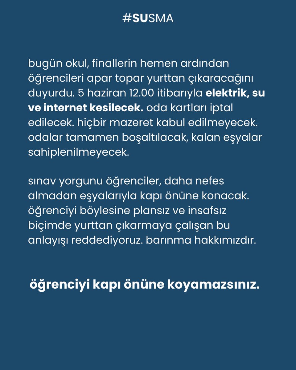 yurttan çıkarılıyoruz.