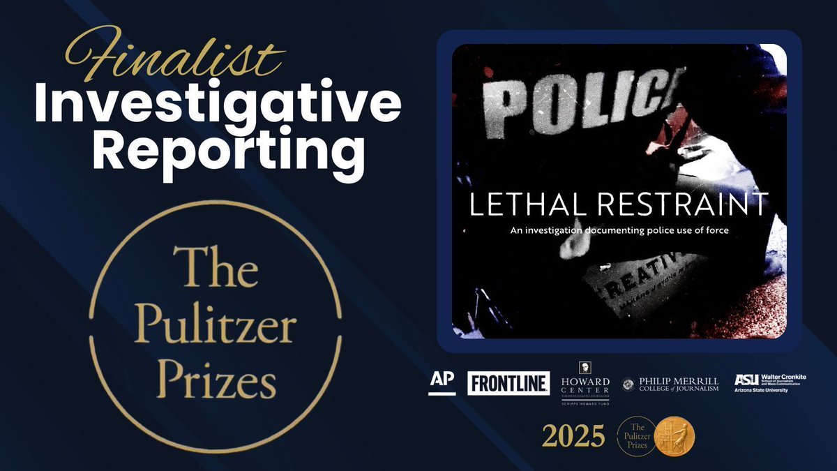 Merrill College @ Maryland (@merrillcollege) on Twitter photo 🔥HISTORY MADE🔥 We earned our first #Pulitzer recognition! “Lethal Restraint,” from <a href="/HowardCenterUMD/">The Howard Center for Investigative Journalism</a> <a href="/HowardCenterASU/">Howard Center for Investigative Journalism ASU</a> <a href="/AP/">The Associated Press</a> <a href="/frontlinepbs/">FRONTLINE</a>, was a finalist for the Pulitzer for Investigative Reporting! The investigation found that “non-lethal” police tactics resulted in 1,000+ 🔥HISTORY MADE🔥 We earned our first #Pulitzer recognition! “Lethal Restraint,” from <a href="/HowardCenterUMD/">The Howard Center for Investigative Journalism</a> <a href="/HowardCenterASU/">Howard Center for Investigative Journalism ASU</a> <a href="/AP/">The Associated Press</a> <a href="/frontlinepbs/">FRONTLINE</a>, was a finalist for the Pulitzer for Investigative Reporting! The investigation found that “non-lethal” police tactics resulted in 1,000+