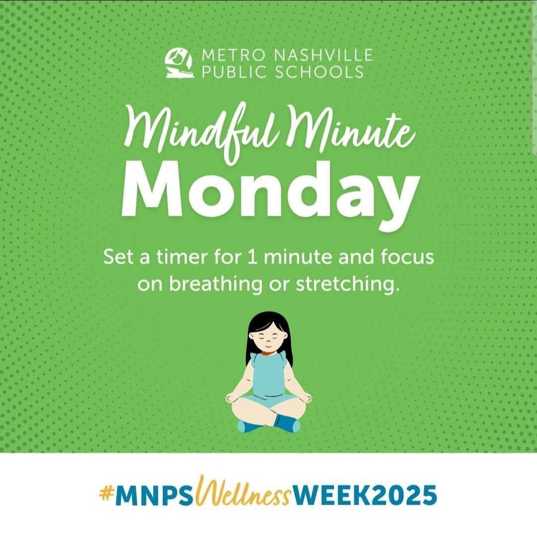 Minfulness Monday! 
<a href="/MNPS_kidshealth/">MNPS Healthy Schools</a> <a href="/WhitsittWildcat/">Whitsitt Elem School</a> #MNPSWellnessWeek2025