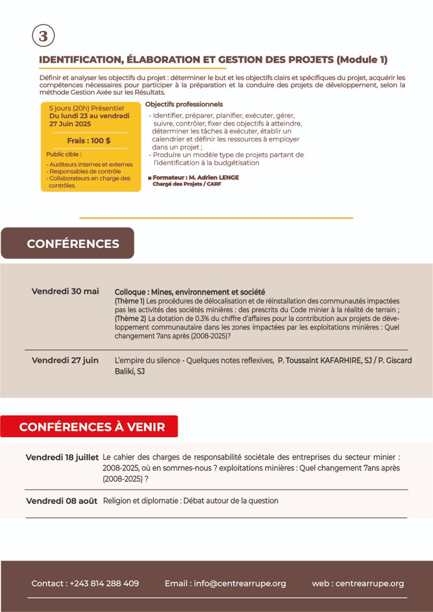 Le CARF vous invite à participer à des formations et échanges académiques enrichissants, conçus pour approfondir vos connaissances et renforcer vos compétences.

Inscrivez-vous dès maintenant, notez les rendez-vous dans vos agendas, et bienvenue à vous !
