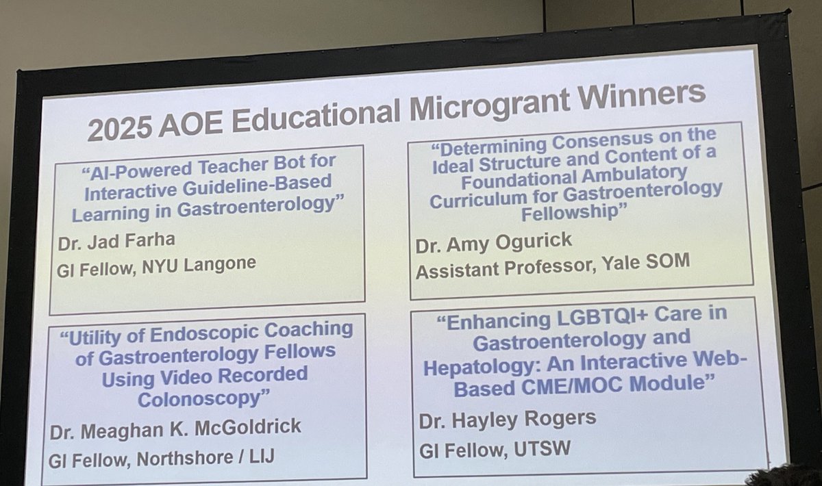 Yale Digestive Diseases (@yaledigestive) on Twitter photo Congratulations <a href="/amyogurick/">Amy Ogurick</a>, our fellowship alum & #GIFellowship APD, on being awarded the <a href="/AmerGastroAssn/">American Gastroenterological Association (AGA)</a> #AcademyofEducators microgrant. Very impactful project that will improve #GI #MedEd! 🎉👏🏼 🤩 <a href="/GIMedEd/">Justin Sewell</a> <a href="/ckdilly/">Christen Dilly</a> @AJainM Congratulations <a href="/amyogurick/">Amy Ogurick</a>, our fellowship alum & #GIFellowship APD, on being awarded the <a href="/AmerGastroAssn/">American Gastroenterological Association (AGA)</a> #AcademyofEducators microgrant. Very impactful project that will improve #GI #MedEd! 🎉👏🏼 🤩 <a href="/GIMedEd/">Justin Sewell</a> <a href="/ckdilly/">Christen Dilly</a> @AJainM