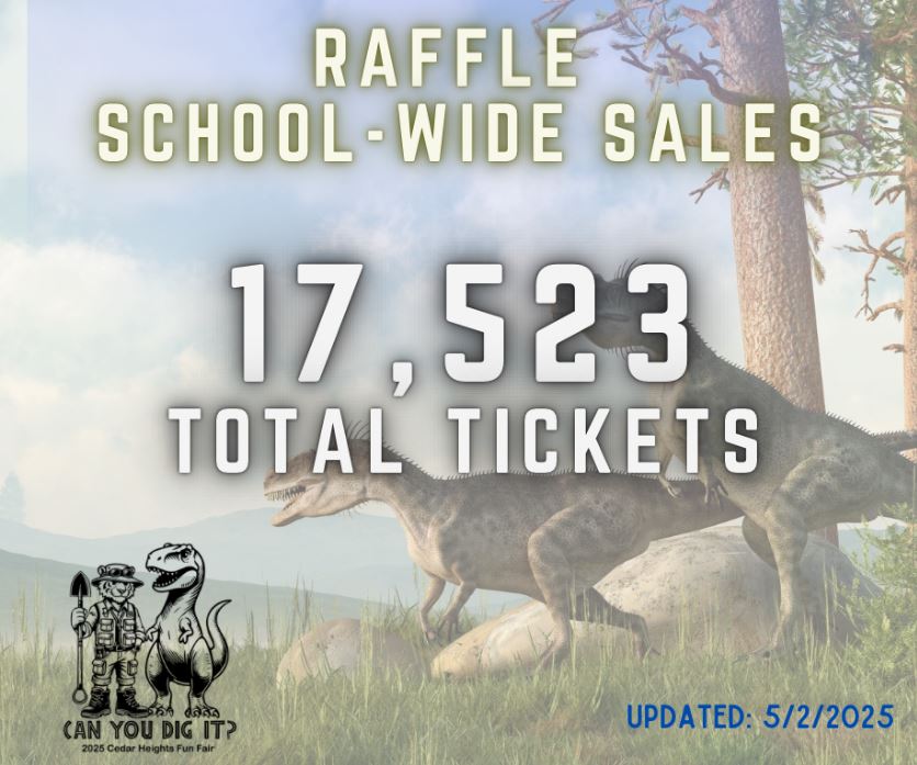 Here is our final raffle ticket sales update. Way to go, Cedar Heights!!