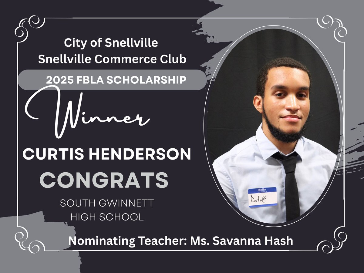 Kudos to Comet, Curtis Henderson, recipient of the DECA/FBLA $1000 Scholarship from the Snellville Commerce Club. This generous award has been presented to our students for over 10 years! Thank you Snellville Commerce Club! #Proud2B!