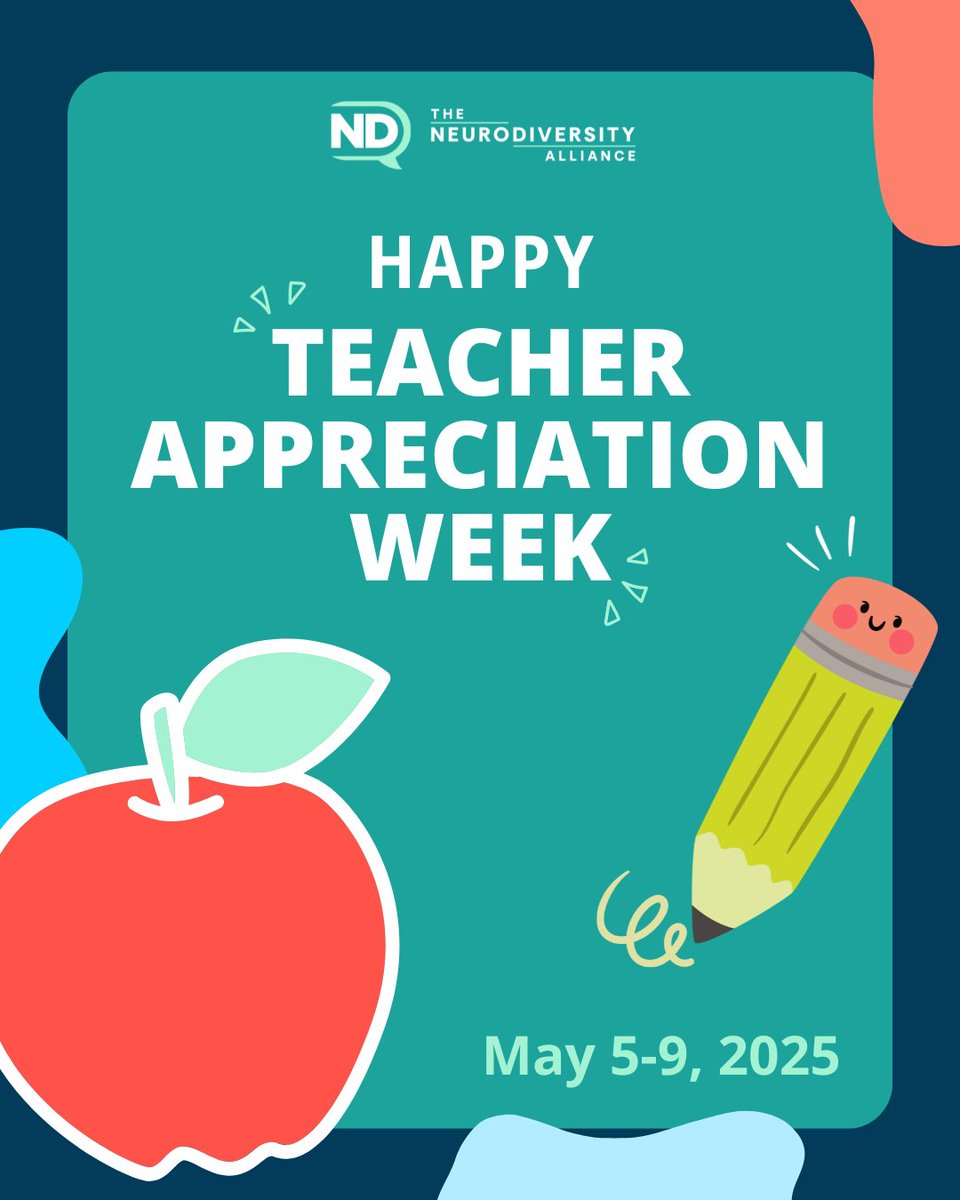 This #TeacherAppreciationWeek, we’re celebrating the educators who see, support &amp; uplift neurodivergent students every day. 💛 Thank you for advocating, adapting, and making a difference. #NeurodiversityAlliance #NeurodivergentAndProud
