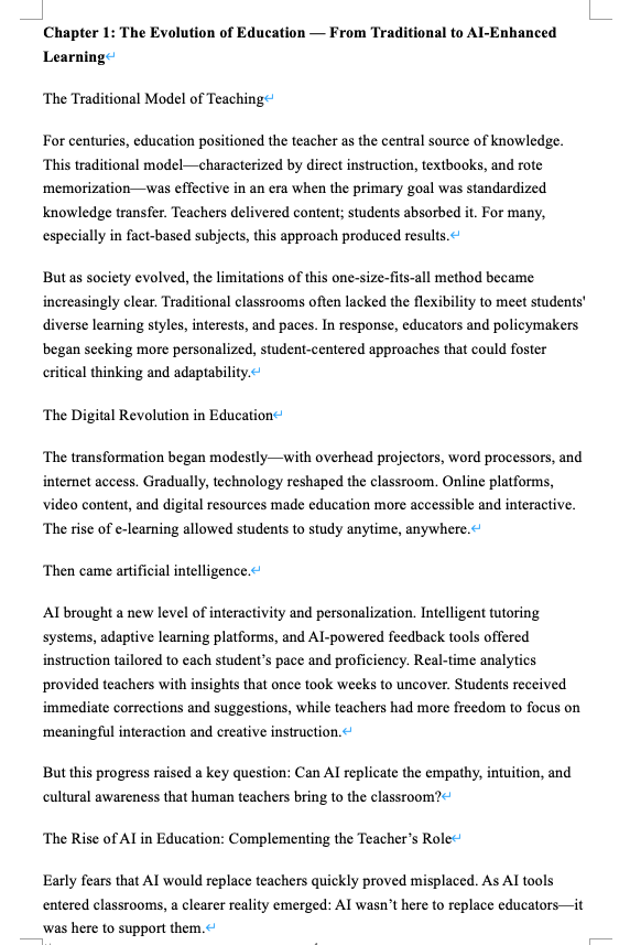 Michael30303521's tweet image. 📘 Chapter 1 is live!
From blackboards to bots, education has evolved. But can AI replace the human heart of teaching?
💡 Read: The Evolution of Education
#AIinEducation #FutureOfLearning #UnlearnToLearn #EdTech