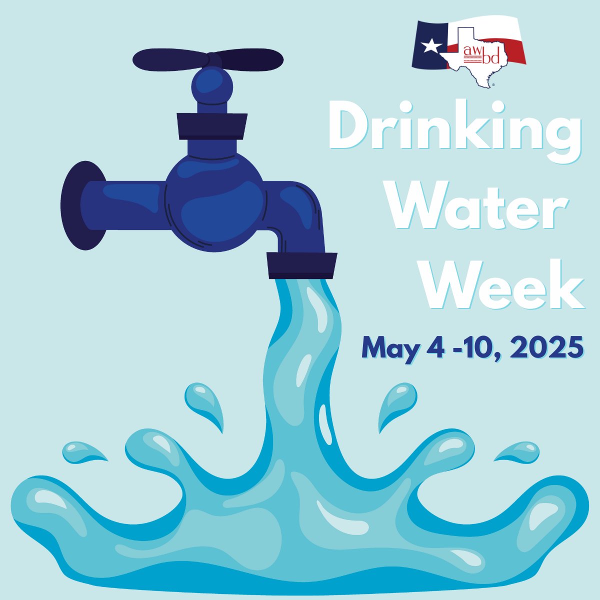 AWBD-TX (@awbd_tx) on Twitter photo AWBD is proud to recognize the American Water Works Association's (<a href="/awwa/">American Water Works Association</a>) week-long celebration of Drinking Water Week from May 4-10, 2025. Drinking Water Week aims to increase public understanding of water systems, the vital role of safe drinking water, and the dedication of AWBD is proud to recognize the American Water Works Association's (<a href="/awwa/">American Water Works Association</a>) week-long celebration of Drinking Water Week from May 4-10, 2025. Drinking Water Week aims to increase public understanding of water systems, the vital role of safe drinking water, and the dedication of