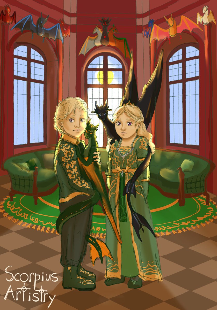 ScorpiousArtie's tweet image. Everyone wanted some Jaehaera. So here is some Jaehaera and Jaehaerys  with Morghul and Shrykos 
#HOTD #HouseOfTheDragon #ASOIAF #GameOfThrones #JaehaeraTargaryen #JaehaerysTargaryen #Morghul #Shrykos #fanart #asoiaffanart #asoiafanart