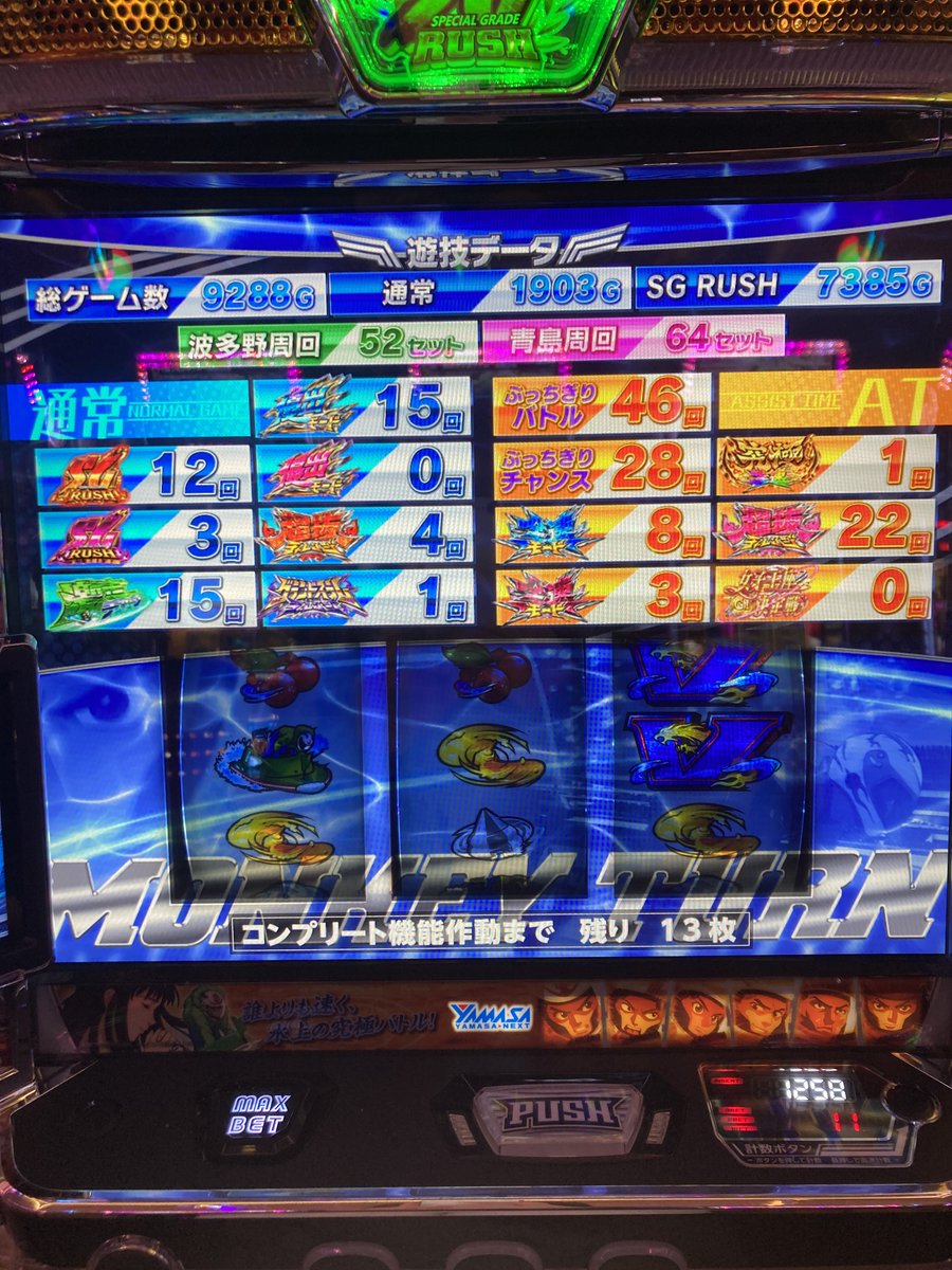 ATMburst's tweet photo. 1番好きな台で初コンプリート出来た！！
コンプリートしたくて閉店ギリギリまで打ってコンプリート出来たわ
青島フリーズ3回もしたし5枚役も設定５張りつきでした。
ありがとう青島優子 https://t.co/GlVj2WF1du