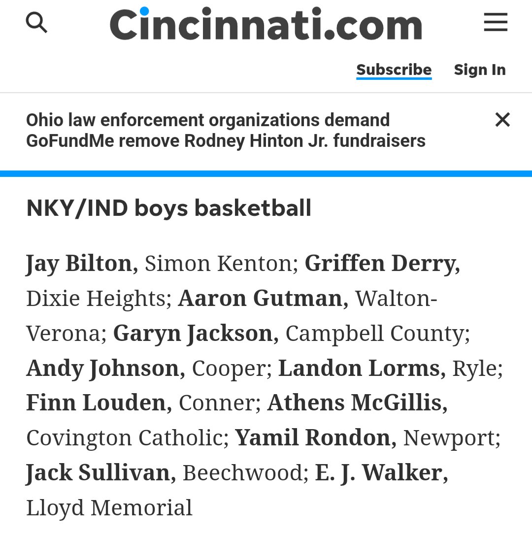 Congrats to our own Griffen Derry for advancing to the 2nd round of voting for the Cincinnati Enquirer as one of the best basketball players in NKY this year. Griffen was a great leader &amp; player for the past 4 years at Dixie!  
<a href="/Griffen28337263/">Griffen Derry</a> 
<a href="/DixieHeightsHS/">Dixie Heights High School</a> 
<a href="/DHHSAthletics/">DHHS Athletics</a>