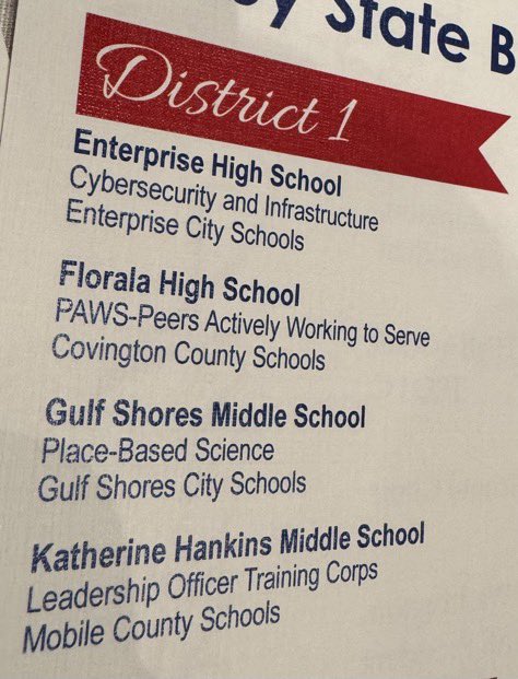 TimWebb63's tweet image. GSMS is honored to be recognized as one of thirty-two CLAS Schools of Distinction and selected one of eight CLAS Banner Schools in Alabama today!