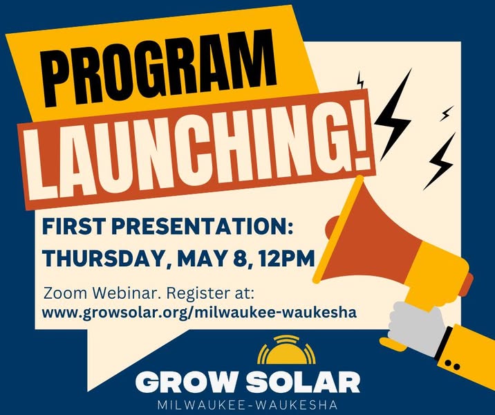 Now is the time to consider solar energy for your home through the Milwaukee Shines solar group-buy program, delivered in partnership with the Midwest Renewable Energy Association. Join our upcoming webinar on May 8 to get started! Visit growsolar.org/milwaukee-wauk… for more info.☀️