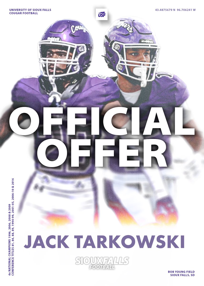 JackTarkowski's tweet image. #AGTG Extremely excited to have earned my 3rd scholarship offer to @USFCougarsFB‼️Thank you @jakob_thut for the great conversation today and the opportunity!!
🟣⚪️
@CoachHarris28 @JimGlogowski @Coach_Boes @Coach_KD_FB @AllenTrieu @MJ_NFLDraft @OJW_Scouting