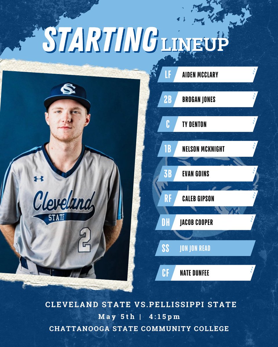 Cleveland State ⚾️ (@cscc_bsb) on Twitter photo Starting lineup for today’s game against Pellissippi State!
<a href="/CS_Athletics/">Cleveland State Cougars</a>
#ClevelandStateBaseball Starting lineup for today’s game against Pellissippi State!
<a href="/CS_Athletics/">Cleveland State Cougars</a>
#ClevelandStateBaseball