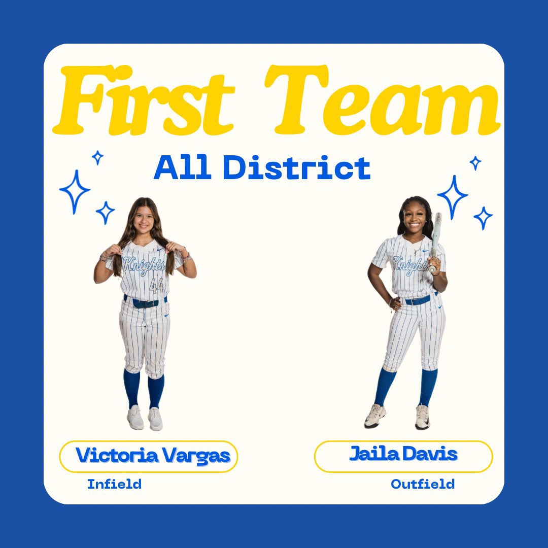 Congratulations to our two First Team All District players!! Victoria Vargas infield and Jaila Davis outfield