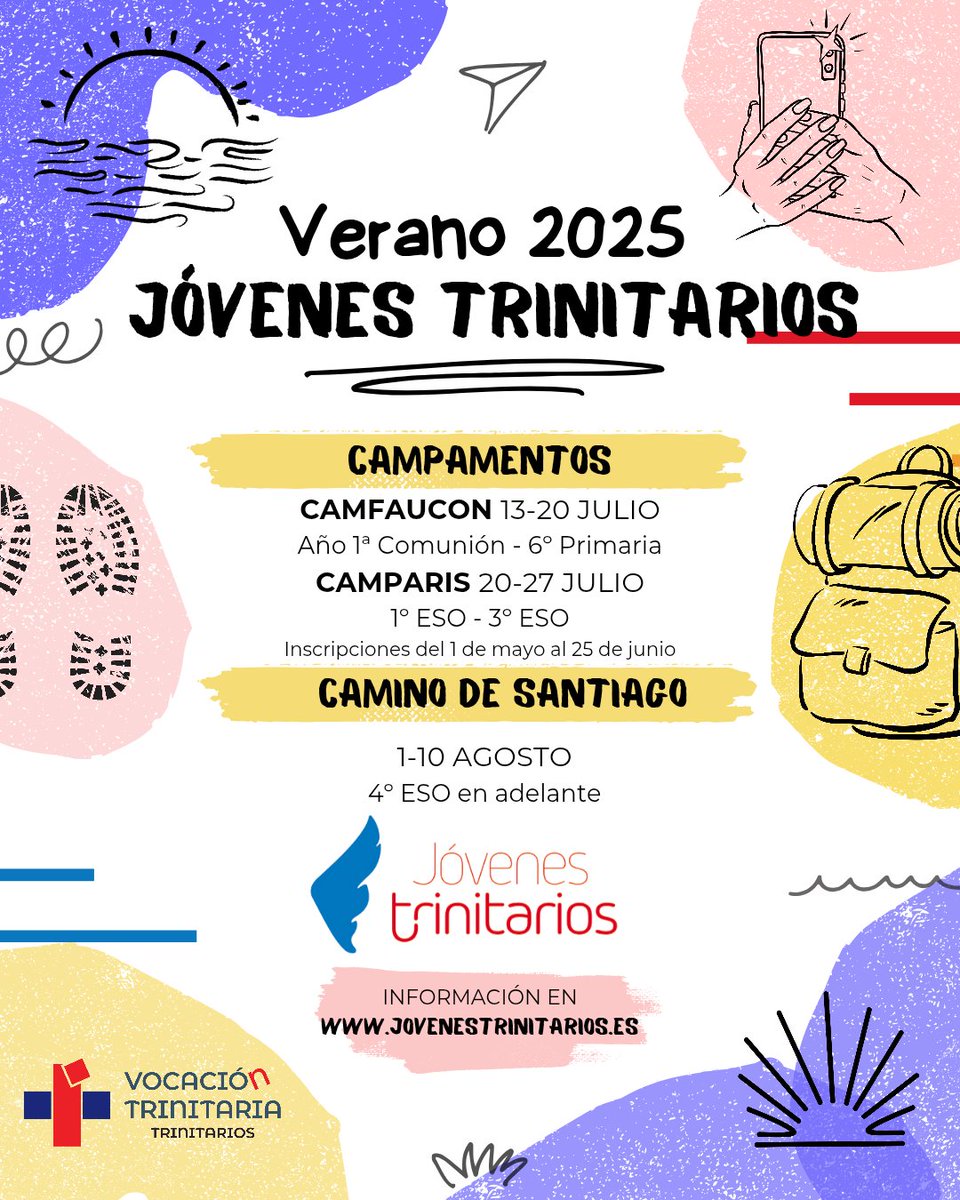 📢🏕️ *¡El verano trinitario ya está aquí!* 🌿✨  

Os recordamos que el *plazo de inscripción* está *abierto desde el día 1* , así que no esperes más para reservar tu plaza.

📩 Para más información, contacta con los organizadores.  

#Jovenestrinitarios #encamino