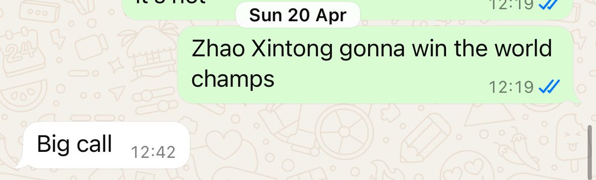 Happy to say I also called Zhao Xintong as the winner right at the start of the tournament 😉 

#WorldSnookerChampionship