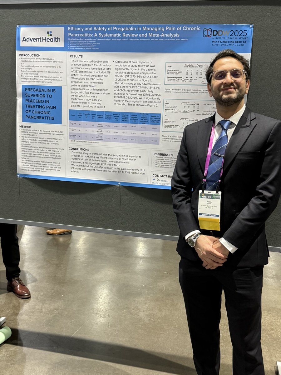 Nihal Ijaz Khan (@khanz_nihal) on Twitter photo Excited to present our study on the use of pregabalin in chronic pancreatitis! A focus on non-opiate pain management. Come hear more about it <a href="/DDWMeeting/">Digestive Disease Week</a>
<a href="/AdventHealthCFL/">AdventHealth Central Florida</a> Excited to present our study on the use of pregabalin in chronic pancreatitis! A focus on non-opiate pain management. Come hear more about it <a href="/DDWMeeting/">Digestive Disease Week</a>
<a href="/AdventHealthCFL/">AdventHealth Central Florida</a>