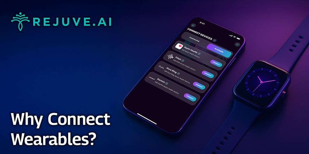 The more data, the smarter and more accurate your insights.

When you connect your wearables to Rejuve.AI, you unlock:

💤 Deeper sleep tracking
❤️ Better activity insights
📊 More accurate biological age trends

All while contributing to longevity research—and