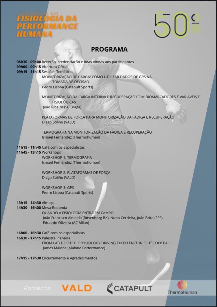 🎯Integrado nas comemorações dos 50 anos da #FADEUP, o Laboratório de Fisiologia do Desporto organiza o I Jornadas em Fisiologia da Performance Humana.
✅Fadiga
✅Recuperação
✅Monitorização da Carga

Local: @UPORTO <a href="/FADEUPorto/">FADEUP</a>  
20 de junho de 2025
sigarra.up.pt/fadeup/pt/cur_…