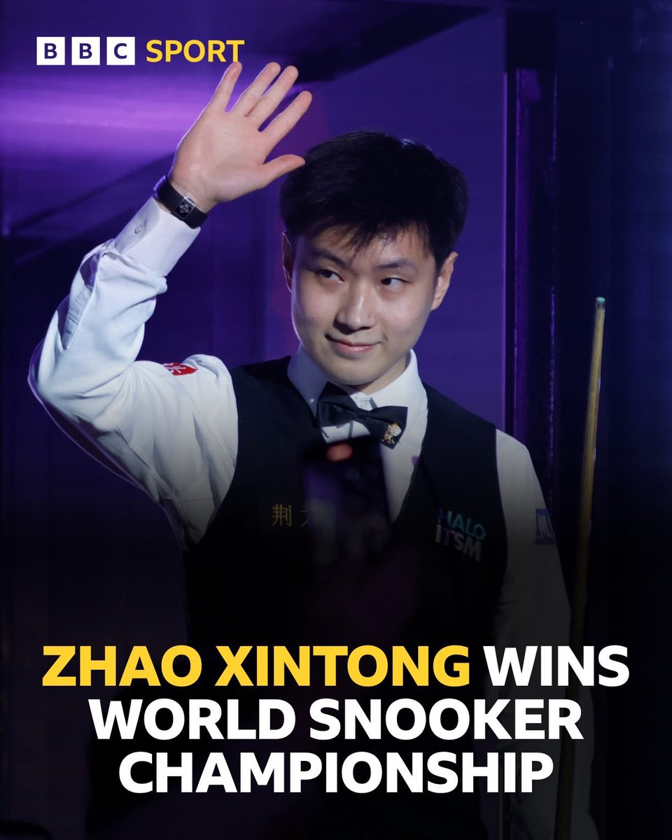 Zhao Xintong becomes first Chinese player to win title at the Crucible in Sheffield. Reaction here: bbc.in/3SkAS7B