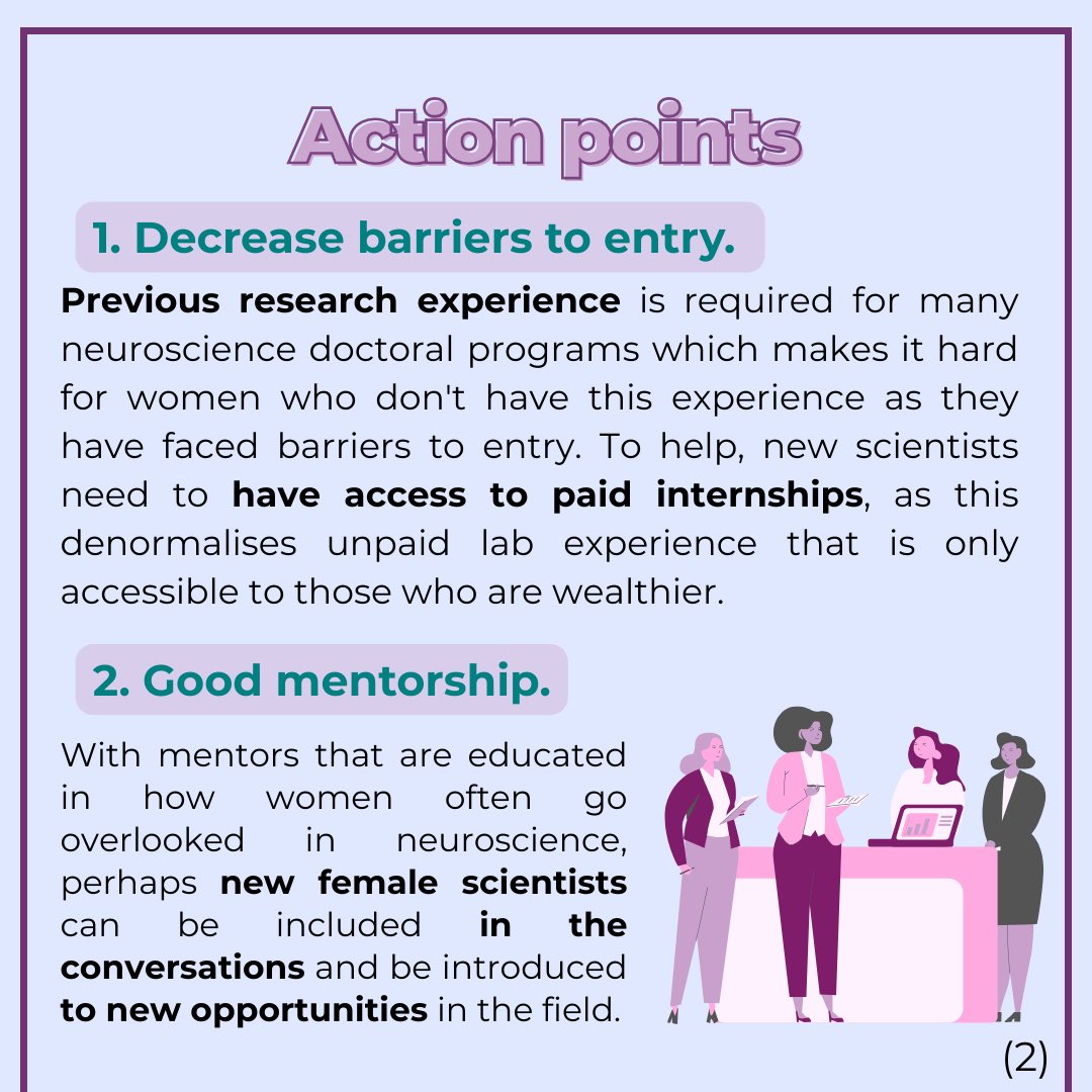WomeninNeuroUK's tweet photo. We must:
• Break down entry barriers 🙅♀️
• Provide strong mentorship 🤝
• Build family-friendly academic environments 🏡
• Celebrate & recognise women’s scientific achievements👸
Let’s reshape neuroscience to include & uplift women!
🧵3/3
#EquityInScience https://t.co/piAIwD31u7