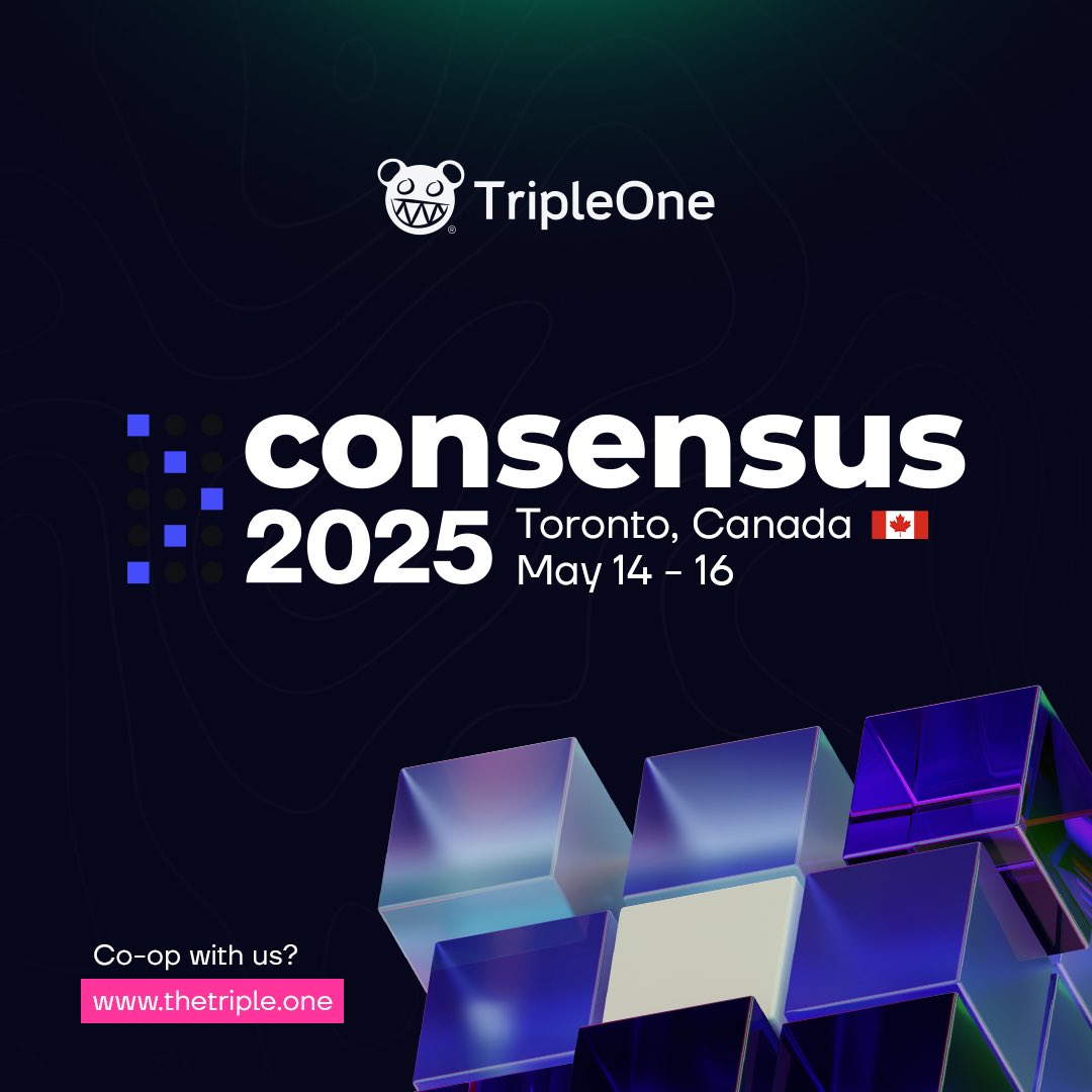 thetriple.one (@thetripledotone) on Twitter photo TripleOne is heading to Toronto for <a href="/consensus2025/">Consensus 2025</a>!
Catch us in Canada from May 14-16 as we connect, collaborate, and showcase our latest market-making tech.
Want to co-op with us?
Let’s talk: thetriple.one
#Consensus2025 #Toronto #TripleOne #CryptoEvents TripleOne is heading to Toronto for <a href="/consensus2025/">Consensus 2025</a>!
Catch us in Canada from May 14-16 as we connect, collaborate, and showcase our latest market-making tech.
Want to co-op with us?
Let’s talk: thetriple.one
#Consensus2025 #Toronto #TripleOne #CryptoEvents