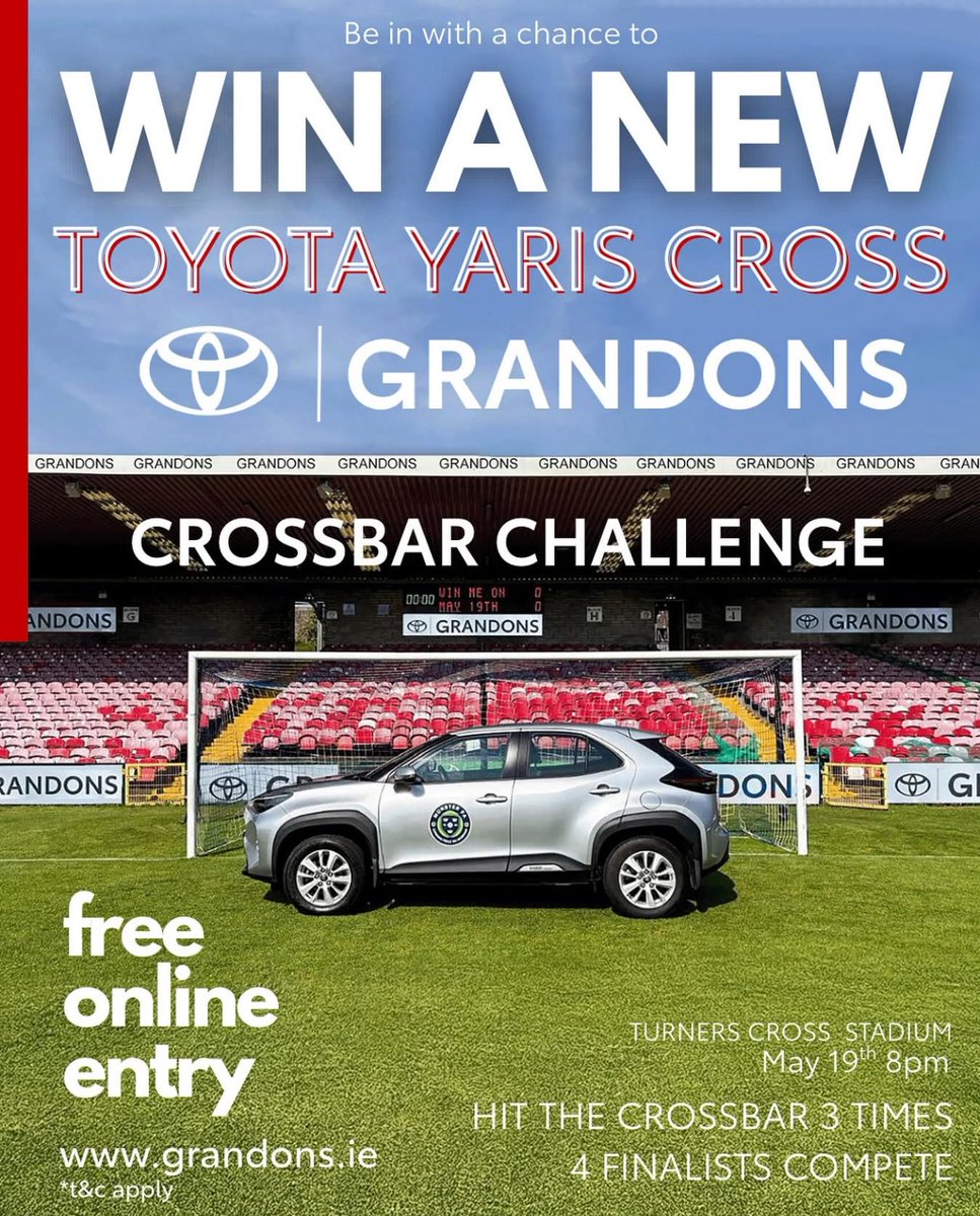 Munster Football Association (@munsterfa) on Twitter photo HERE WE GO!!!!
<a href="/MunsterFA/">Munster Football Association</a> are delighted to share a very exciting competition with our sponsors <a href="/GrandonsToyota/">Grandons Toyota Cork</a> at our upcoming Munster Senior Cup Final on May 19th
Hit the crossbar 3 from 3 and a car is all yours ⚽️⚽️⚽️🚘
T&C’s and entry details below
grandons.ie/dealer-news/wi… HERE WE GO!!!!
<a href="/MunsterFA/">Munster Football Association</a> are delighted to share a very exciting competition with our sponsors <a href="/GrandonsToyota/">Grandons Toyota Cork</a> at our upcoming Munster Senior Cup Final on May 19th
Hit the crossbar 3 from 3 and a car is all yours ⚽️⚽️⚽️🚘
T&C’s and entry details below
grandons.ie/dealer-news/wi…