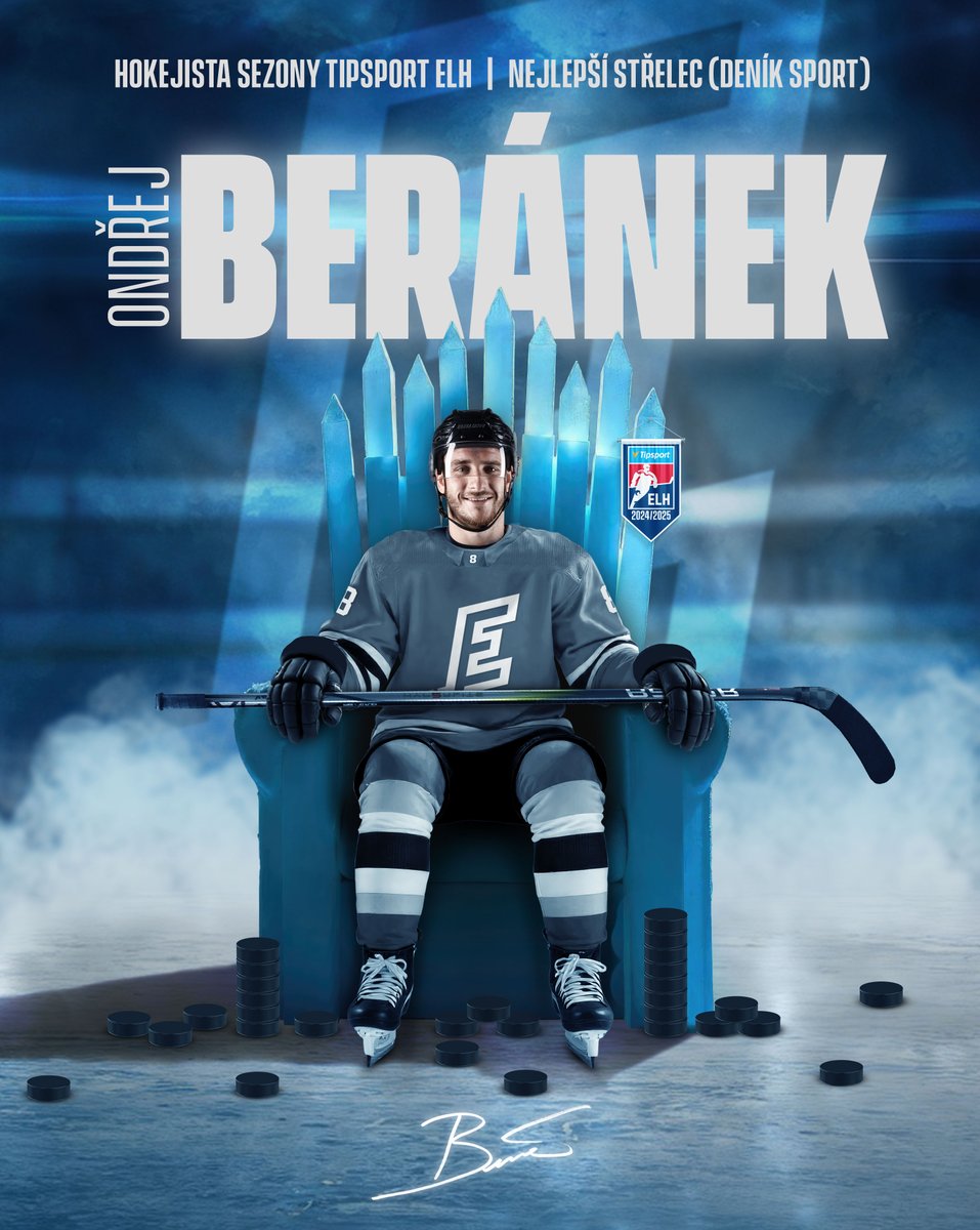 hokejkv's tweet image. Král Beránek 👑 Společně s korunou střelců si Bery odnáší také prestižní titul Hokejisty sezony 2024/2025! 😍

👏 Bery, gratulujeme a držíme palce na nadcházejícím MS!