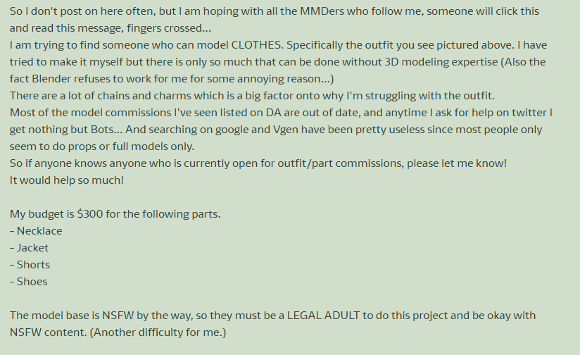 Trina_Wylington's tweet photo. I have a request. I posted in on DA but maybe a miracle will happen on here.
Retweets appreciated!
#VTuber #VStreamer #Lewdtuber https://t.co/8yWiOMRPi6
