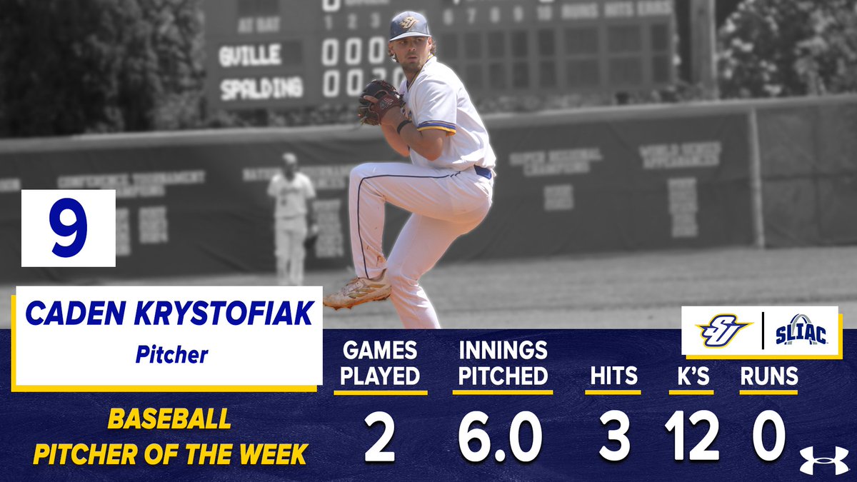 HONORS | Caden Krystofiak earns SLIAC Pitcher of the Week!

#SU502 | #OneSpalding