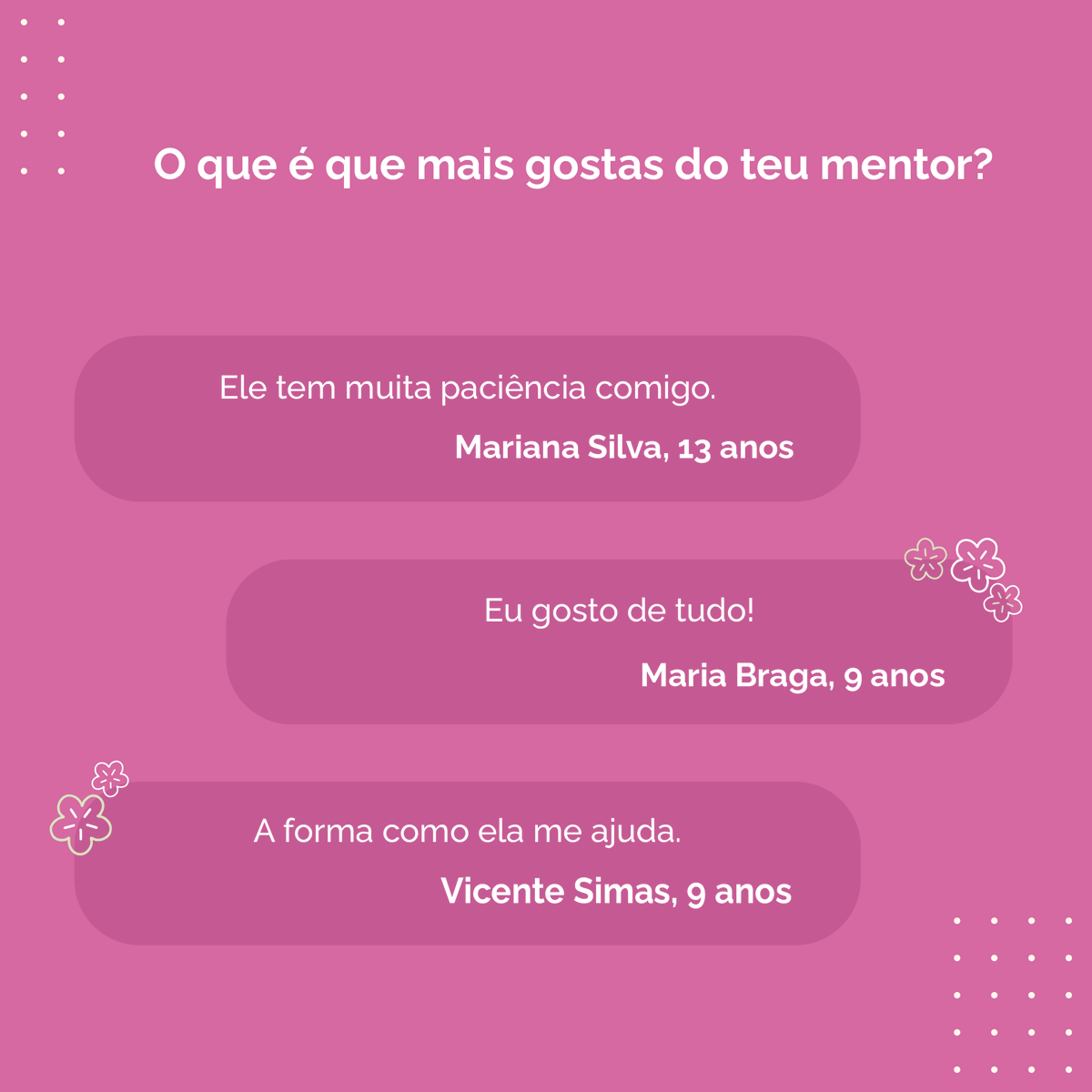 CoderDojoBraga's tweet image. 𝗘𝘅𝗽𝗲𝗿𝗶𝗲̂𝗻𝗰𝗶𝗮 𝗱𝗲 𝗡𝗶𝗻𝗷𝗮𝘀

Os Ninjas são uma parte essencial do 𝗖𝗼𝗱𝗲𝗿𝗗𝗼𝗷𝗼 𝗕𝗿𝗮𝗴𝗮, dão vida às sessões com a sua criatividade e vontade de aprender. 🌟

Desliza para veres as respostas de alguns dos Ninjas e fica a conhecer as suas experiências! 🙌💜