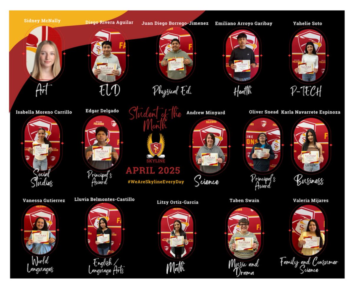 Please join us as we celebrate our April Falcon Students of the month!  These students demonstrate #excellence in the classroom!  #StVrainStorm. #WeAreSkylineEveryDay!  <a href="/SVVSDsupt/">svvsdsupt</a> <a href="/SVVSDdeputy/">Jackie Kapushion, Ed.D.</a> <a href="/KarlaAllenbach/">Karla Allenbach</a>