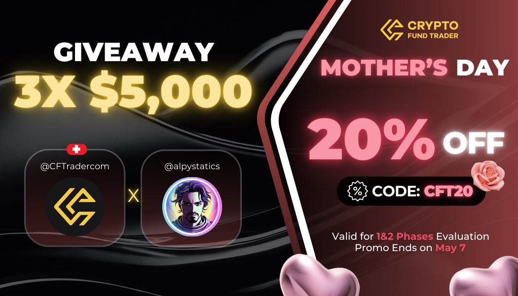 TOPLULUĞA 3x$5000 FON HEDİYESİ 🎁

Şartlar:

- @alpystatics ve <a href="/CFTradercom/">Crypto Fund Trader</a> takip et. 
- Bu tweet'i RT' le ve 2 arkadaşını yoruma etiketle.

2 güne açıklarım. 

Bol şans 🫡

Ayrıca fon satın almak isteyenler aşağıdaki kayıt linkine tıklayarak ve 'CFT20' kodunu kullanarak %20