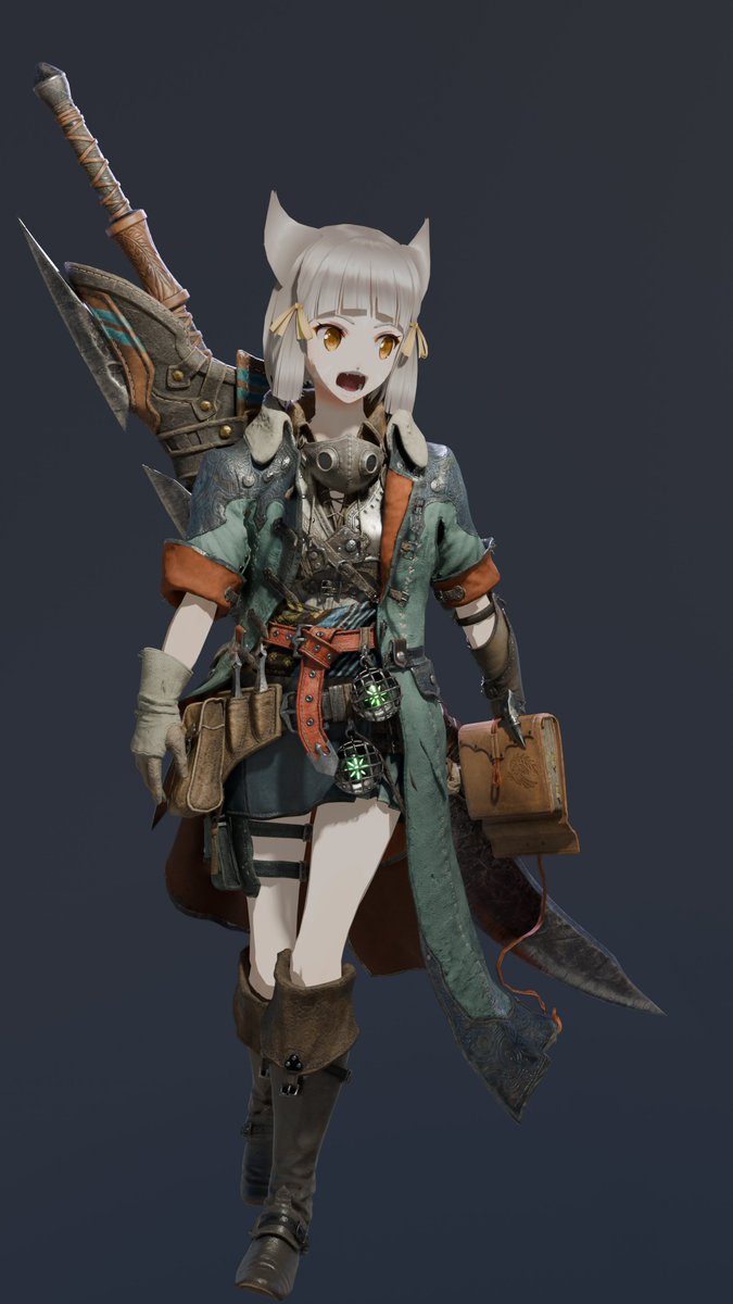 Got inspired by an artwork from <a href="/sofusan1526/">そふさん</a> and wanted to recreate their MHWildsXXC2 artwork in 3D!

I wonder what Nia saw that shocked her..
#XenobladeChronicles2 #MonsterHunterWilds