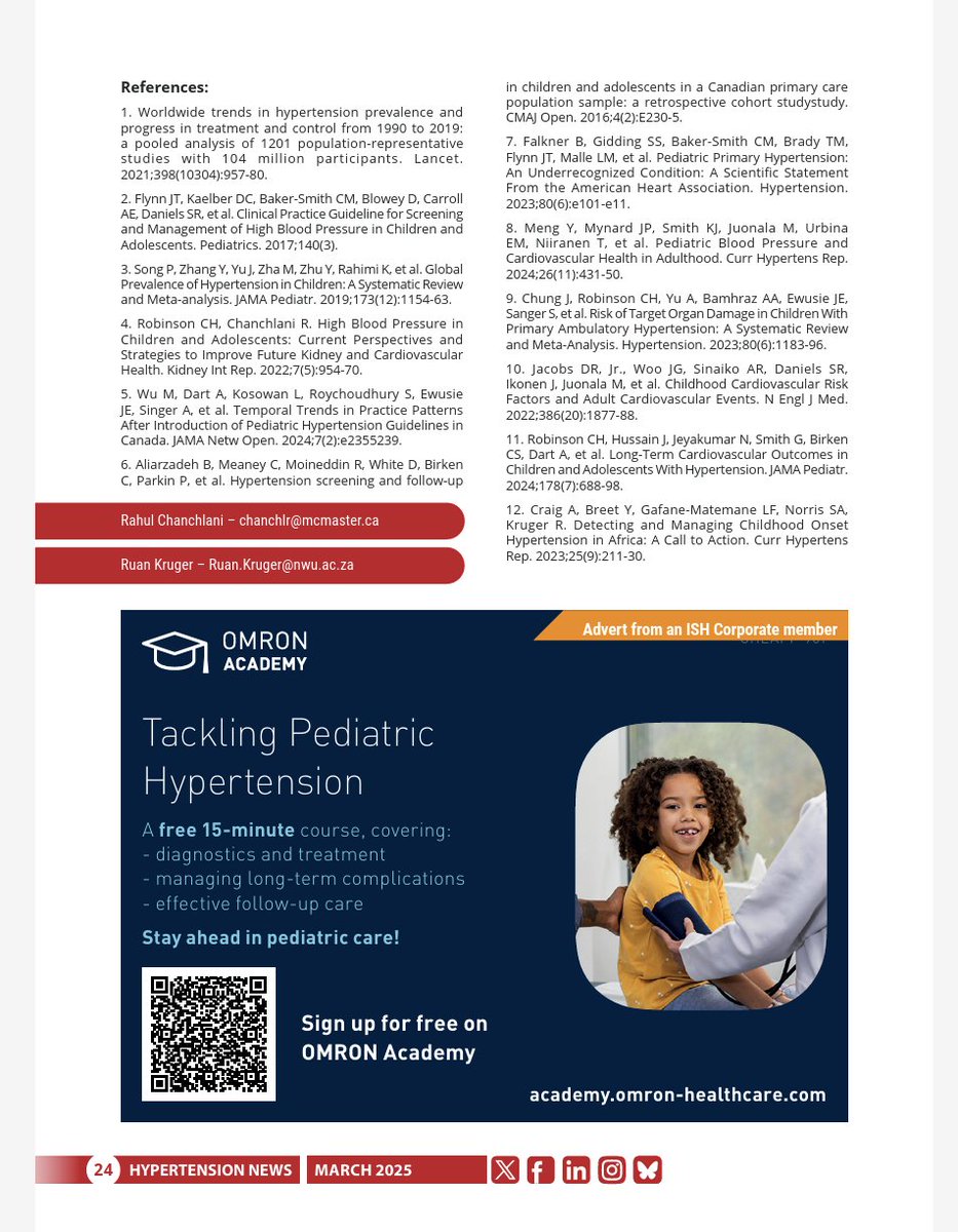 International Society of Hypertension (@ishbp) on Twitter photo In the latest edition of Hypertension News, <a href="/ChanchlaniRahul/">Rahul Chanchlani</a> and <a href="/ProfRuanKruger/">Ruan Kruger, PhD ISHF</a> write a perspective piece on improving paediatric #hypertension recognition and care
Read today: ish-world.com/ish-hypertensi…
<a href="/McMasterU/">McMaster University</a>
<a href="/mch_childrens/">McMaster Children's Hospital</a>
<a href="/NWU_HART/">NWU_HART</a>
@chcsaorg In the latest edition of Hypertension News, <a href="/ChanchlaniRahul/">Rahul Chanchlani</a> and <a href="/ProfRuanKruger/">Ruan Kruger, PhD ISHF</a> write a perspective piece on improving paediatric #hypertension recognition and care
Read today: ish-world.com/ish-hypertensi…
<a href="/McMasterU/">McMaster University</a>
<a href="/mch_childrens/">McMaster Children's Hospital</a>
<a href="/NWU_HART/">NWU_HART</a>
@chcsaorg