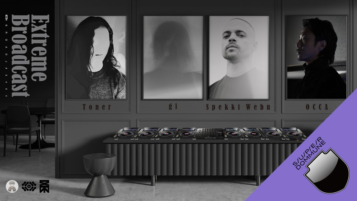 【国境を越えてリゾーム的な拡張を続ける現代電子音楽シーンの最前衛!】#DOMMUNE<5/8木>■20:00-24:00「Extreme Broadcast」●DJ:SPEKKI WEBU(MIRROR ZONE｜from NETHERLANDS),gi(World of Knots｜from SYDNEY),OCCA(ARCHIV),Toner(The Line Shifting to Dots)⚫︎番組概要▶︎dommune.com/streamings/202…