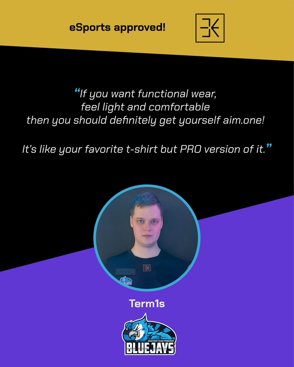 "Everything about it was a positive surprise for me, it over exceeded my expectations"

#aimone by #ewear
#causeyougotgame
#comingsoon
#kickstarter
#esports 
#gaming 
#sportswear