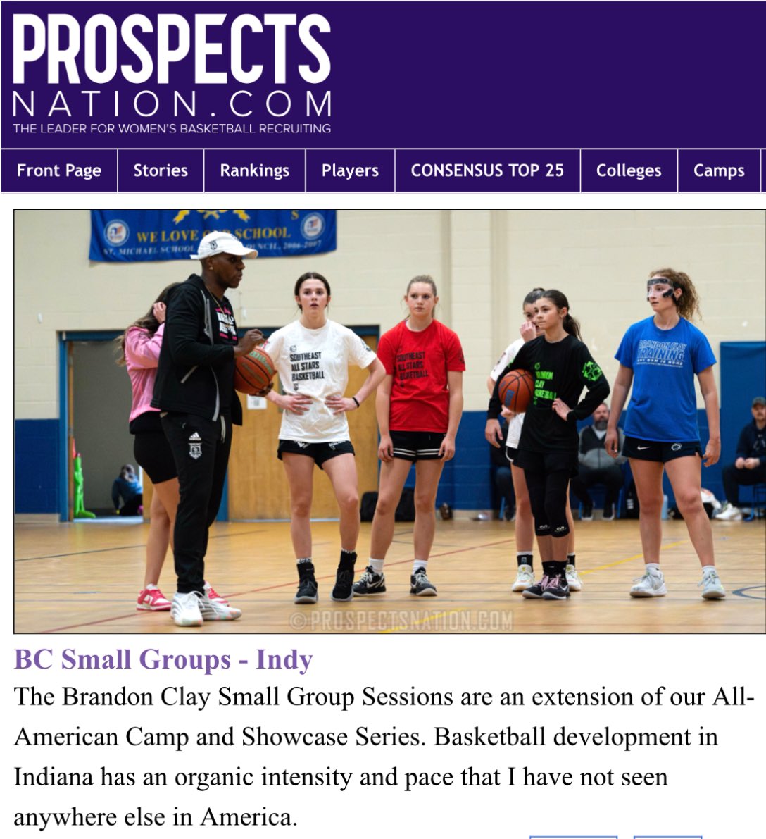 B r a n d o n C l a y (@brandonclaypsb) on Twitter photo Brandon Clay Sunday Small Group Workouts
Powered x @brandonclaypsb
“The Best Evals & Brand Marketing in 🏀.”
🗓️ June 1
📍 Indy
“In 49 other states, it’s just basketball…”
New <a href="/ProspectsNation/">ProspectsNation.com</a> Article featuring the 1:15 pm group from yesterday:
Fiona Breitenbach
Rylee Canaan Brandon Clay Sunday Small Group Workouts
Powered x @brandonclaypsb
“The Best Evals & Brand Marketing in 🏀.”
🗓️ June 1
📍 Indy
“In 49 other states, it’s just basketball…”
New <a href="/ProspectsNation/">ProspectsNation.com</a> Article featuring the 1:15 pm group from yesterday:
Fiona Breitenbach
Rylee Canaan