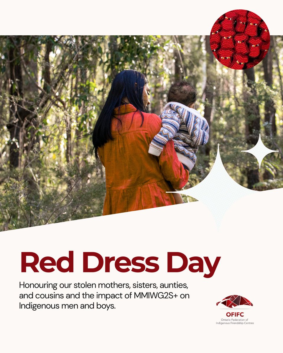 On Red Dress Day, we remember our stolen mothers, sisters, aunties, and cousins and the impact of MMIWG2S+ on Indigenous men and boys.

The OFIFC is proud of the positive impacts of the Kizhaay Anishinaabe Niin (I am a Kind Man) program—honouring Indigenous women, girls, and