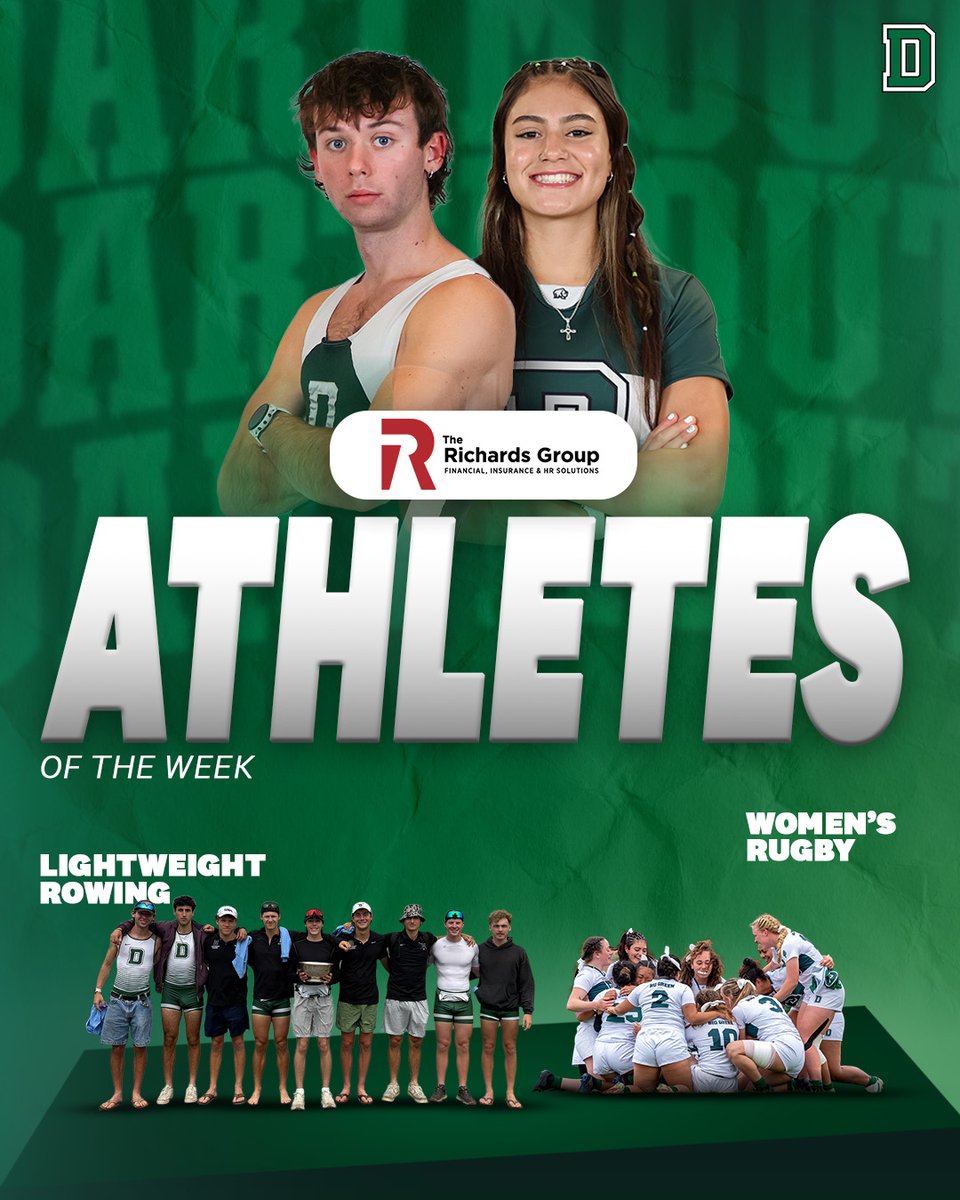 📰| <a href="/DartmouthWRugby/">Dartmouth Rugby</a> and <a href="/DartmouthLights/">Dartmouth Men's Lightweight Rowing</a> take home The Richards Group Athletes of the Week honors

📰: dartsports.co/4m3i8XQ

#GoBigGreen | #TheWoods🌲