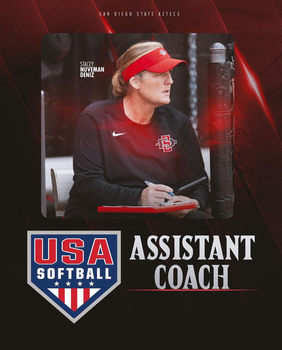 San Diego State Softball (@aztecsoftball) on Twitter photo Our very own <a href="/StaceyNuveman/">Stacey Nuveman Deniz</a> has been selected to the <a href="/USASoftballWNT/">USA Softball Women's National Team ๐บ๐ธ</a> Coaching Pool for the 2025-2028 quad!! #GoAztecs Our very own <a href="/StaceyNuveman/">Stacey Nuveman Deniz</a> has been selected to the <a href="/USASoftballWNT/">USA Softball Women's National Team ๐บ๐ธ</a> Coaching Pool for the 2025-2028 quad!! #GoAztecs