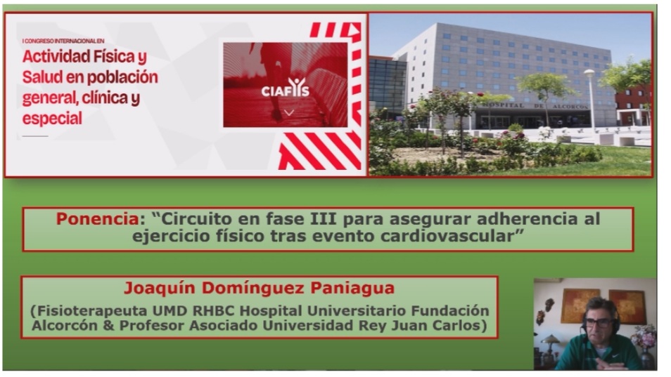 Comienza #CIAFYS = 1er Congreso Internacional #ejercicio y #AF
Un honor presentar circuito #faseIII nuestro #equipoRHBC del Hospital #Alcorcon para facilitar #adherencia al #EF
 
Ejercicio terapéutico en rehabilitación cardiaca y cardiorrespiratoria ciafys.congreso.info/simposios/ejer…