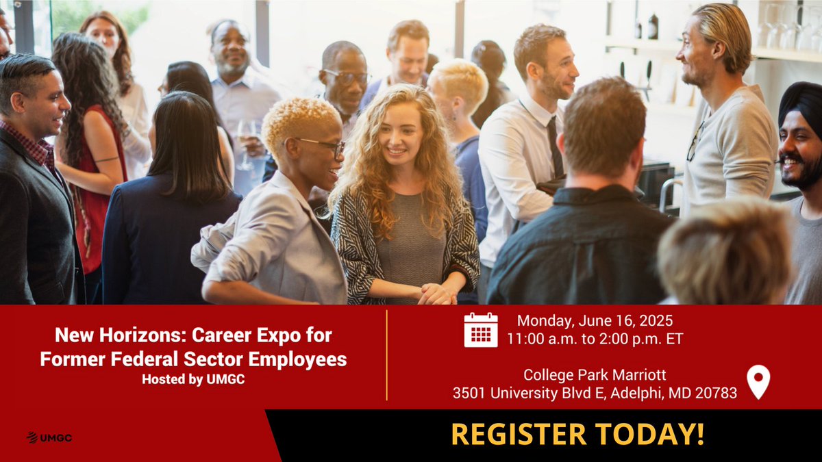 umdglobalcampus's tweet photo. Calling all ex-federal employees! Mark your calendars and register for the #UMGC Career Expo on June 16th. Meet and connect with employers looking for someone with your skills. Space is limited, don't delay. 🔗 https://t.co/Np2Hf1Z0qa 🔗 #NewJob #CareerFair #Networking https://t.co/iHykmssg5Q