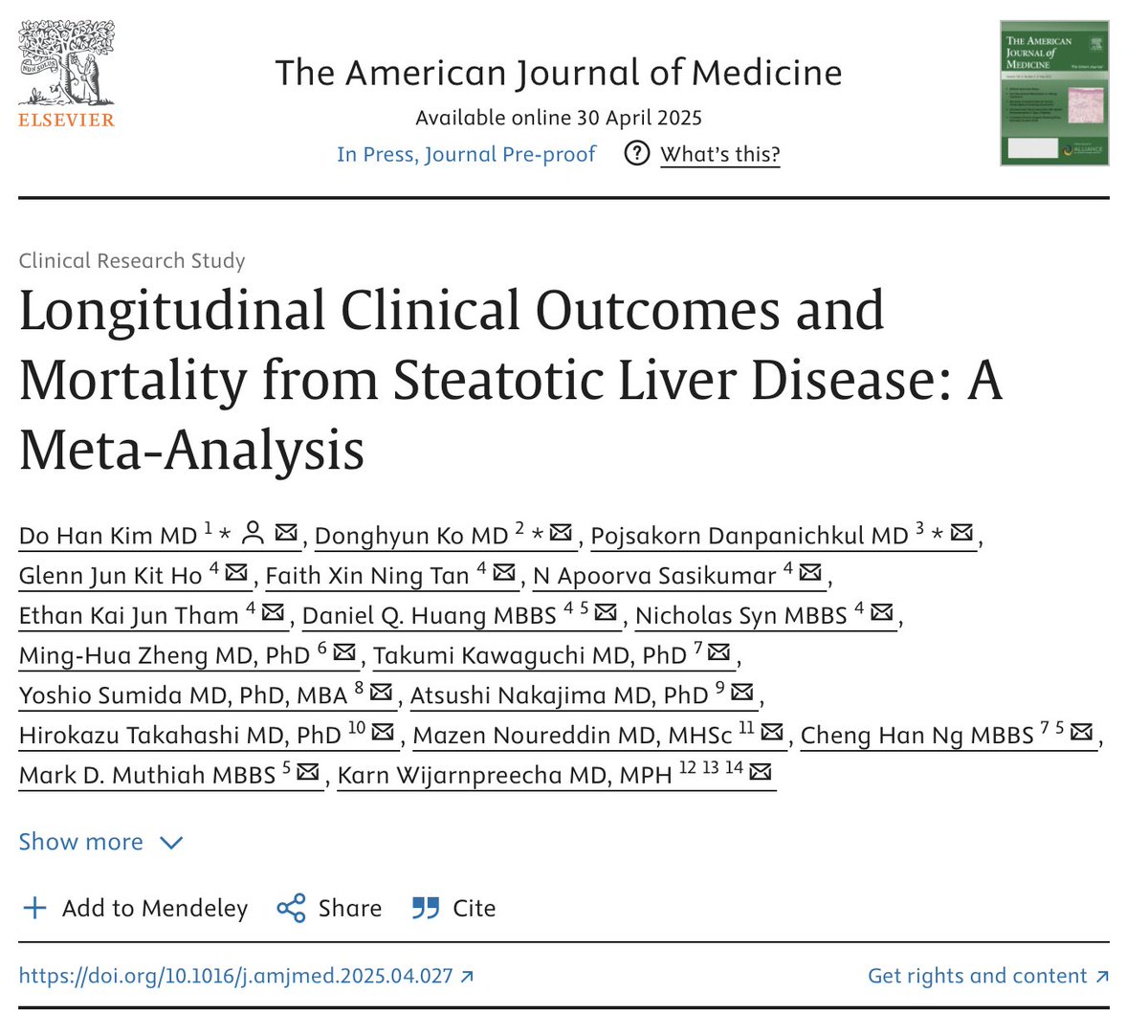 Cheng Han Ng (@chenghanng) on Twitter photo 🚨 #liverTwitter Just out! Our meta-analysis of 17.6M patients shows #SLD subtypes carry distinct risks with #MetALD & #ALD having an 📈risk of mortality, liver related events and CVD events
<a href="/PojsakornDan/">Pojsakorn Dan Danpanichkul, MD</a> <a href="/DrHuangDQ/">Daniel Huang</a> <a href="/NoureddinMD/">Mazen Noureddin, MD, MHSc</a> <a href="/KarnJUVE/">Karn Wijarnpreecha</a>
sciencedirect.com/science/articl… #LiverTwitter 🚨 #liverTwitter Just out! Our meta-analysis of 17.6M patients shows #SLD subtypes carry distinct risks with #MetALD & #ALD having an 📈risk of mortality, liver related events and CVD events
<a href="/PojsakornDan/">Pojsakorn Dan Danpanichkul, MD</a> <a href="/DrHuangDQ/">Daniel Huang</a> <a href="/NoureddinMD/">Mazen Noureddin, MD, MHSc</a> <a href="/KarnJUVE/">Karn Wijarnpreecha</a>
sciencedirect.com/science/articl… #LiverTwitter