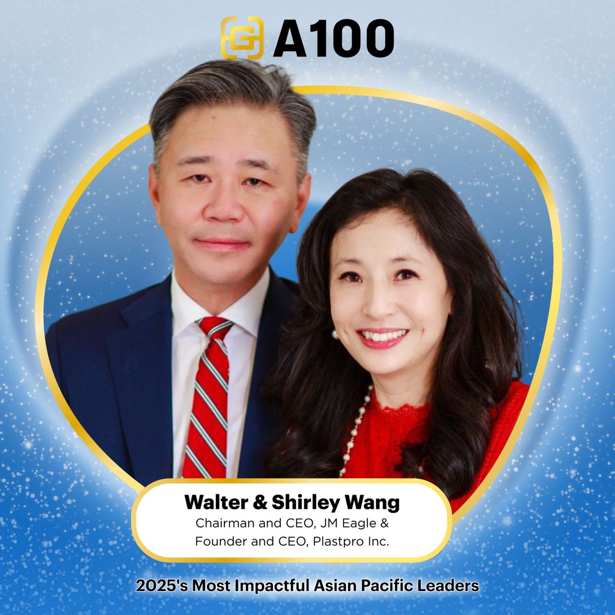 We’re proud to celebrate Walter, of <a href="/JMEaglePipe/">JM Eagle</a> &amp; Shirley Wang, our Founder &amp; CEO, as 2025 #A100 Honorees by <a href="/GoldHouseCo/">GOLD HOUSE</a> . Their visionary leadership in business, philanthropy, &amp; community impact continues to shape a more inclusive and innovative future. #GoldHouseA100