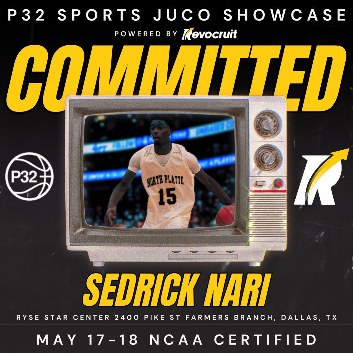 JC Event Commit: North Platte guard Sedrick Nari is officially locked in for the New Balance P32 Sports JUCO Showcase, powered by Revocruit.

This NCAA Certified event takes place May 17–18 at the Ryse Star Center.

📍2400 Pike St, Farmers Branch, TX

#JC4PT #JUCOProduct