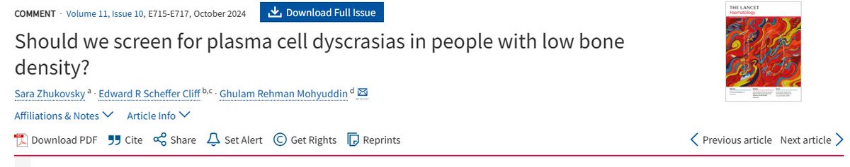 Raj Chakraborty (@rajshekharucms) on Twitter photo Teaching point in clinic today: DO NOT order "routine" monoclonal gammopathy workup in patients with osteoporosis!
Excellent article on this by <a href="/Eddie_Cliff/">Eddie Cliff</a> <a href="/ManniMD1/">Manni Mohyuddin</a> in <a href="/TheLancetHaem/">The Lancet Haematology</a> based on the <a href="/iStopMM/">iStopMM</a> data!
tinyurl.com/4n8x2vp7 Teaching point in clinic today: DO NOT order "routine" monoclonal gammopathy workup in patients with osteoporosis!
Excellent article on this by <a href="/Eddie_Cliff/">Eddie Cliff</a> <a href="/ManniMD1/">Manni Mohyuddin</a> in <a href="/TheLancetHaem/">The Lancet Haematology</a> based on the <a href="/iStopMM/">iStopMM</a> data!
tinyurl.com/4n8x2vp7