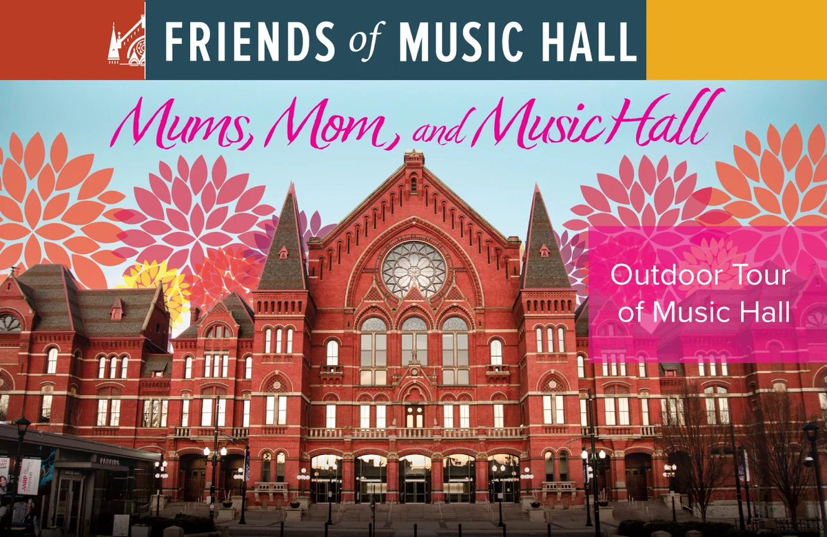FriendsHall's tweet image. Treat your mom to an Outdoor Tour of Cincinnati Music Hall this Friday! Each mom will receive a beautiful bouquet of spring flowers. Tix on sale now!
cincinnatiarts.org/events/detail/…