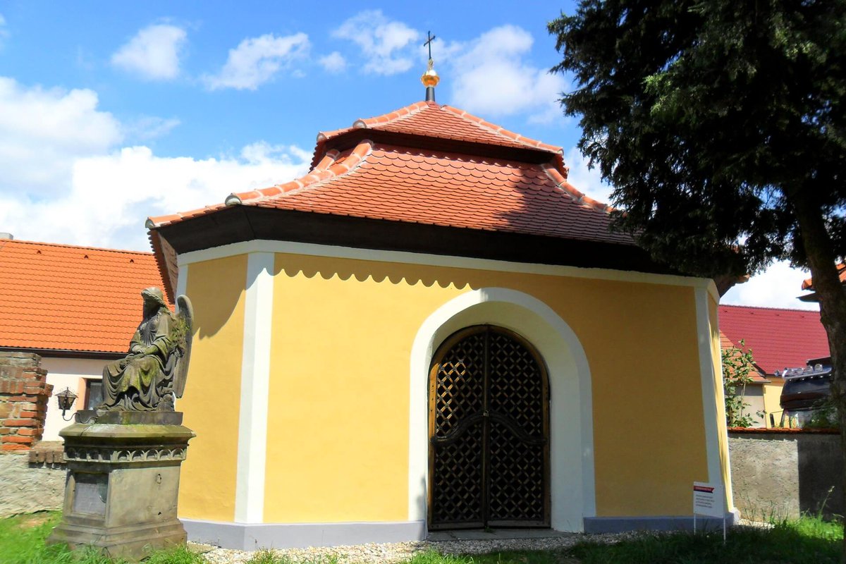 Kostnice u kostela ve Zdislavicích na Benešovsku byla zřízená r. 1812. Na nejvyšším místě nad oknem je upevněna nazelenalá lebka - údajně člověka vysokého postavení. Když byla přenesena na jiné místo, spadla. Jen v té nejvyšší pozici drží... *)

farnost-zdislavice.cz/kostnice-ve-zd…